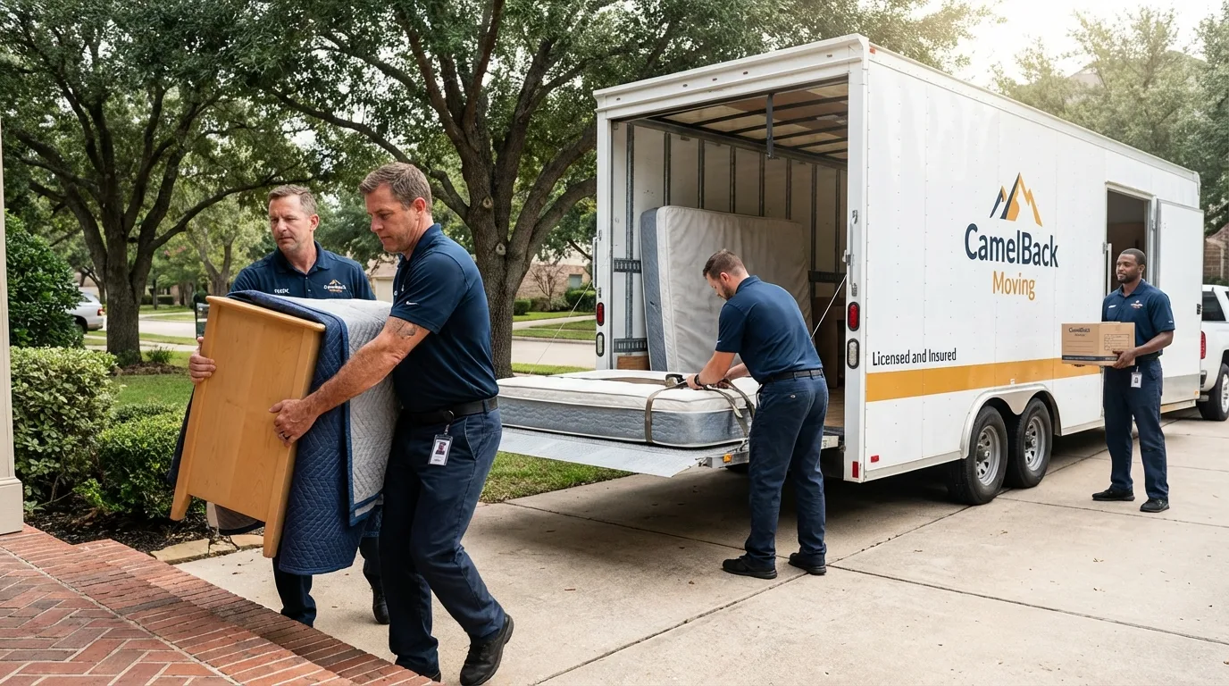 Crew loading residential truck for cross-state move from Langley, SC