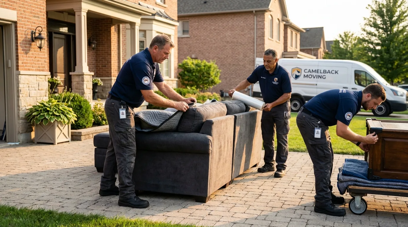 Large estate moving crew wrapping furniture in Langley, SC